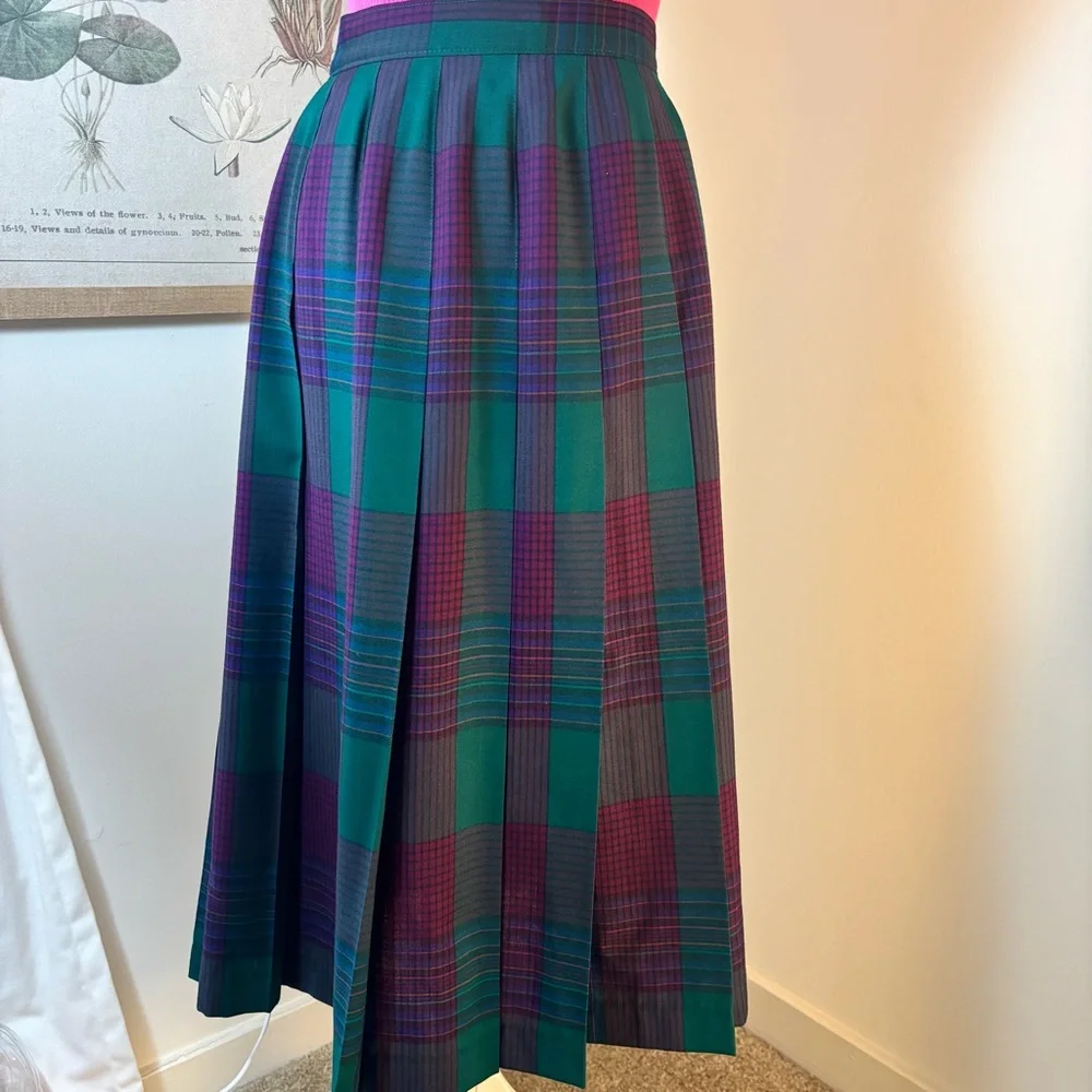 Pendleton Teal and Magenta Plaid A-Line Skirt - Picture 1 of 3